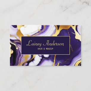 Carte De Visite Gras Trendy violet jaune or faux marbre