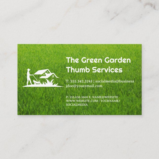 Carte De Visite Grass | Gardener Cutting Lawn (Devant)