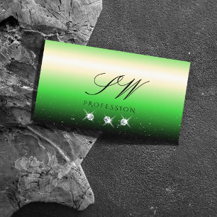 Carte De Visite Grass Green Black Gradient Parkle Bijoux Initiales