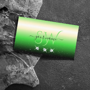Carte De Visite Grass Green Black Gradient Parkle Bijoux Monogramm