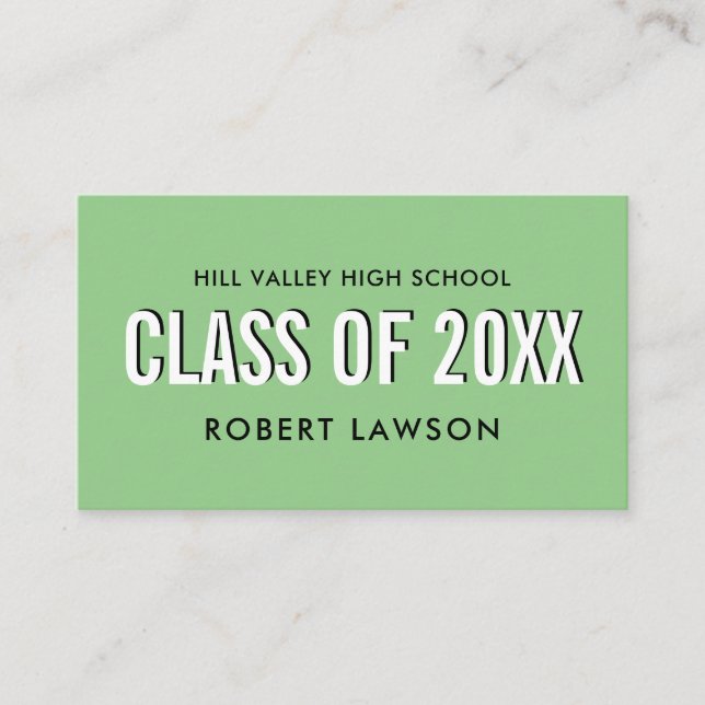 Carte De Visite Grass Green Class Graduation Name Social Icon (Devant)