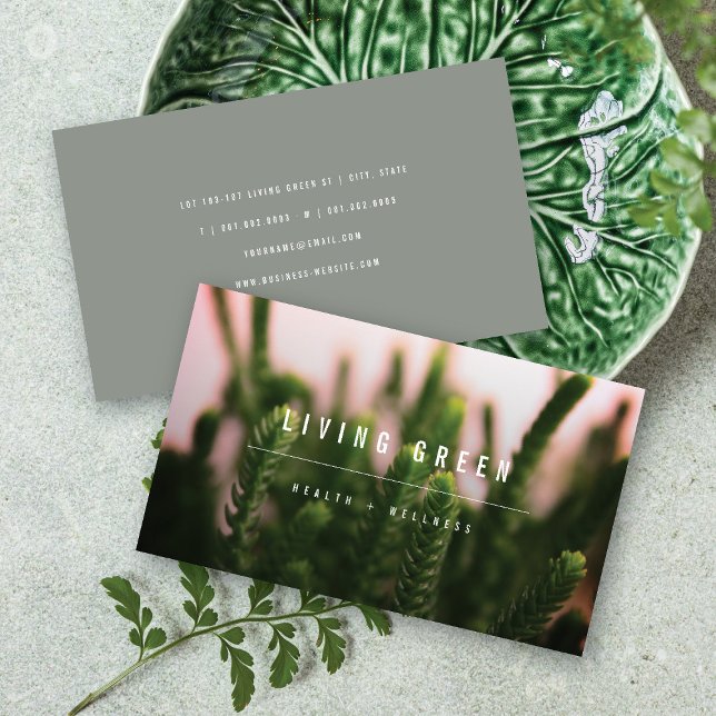 Carte De Visite Grass minimaliste Photo Spa Wellness (Succulent Flower Minimalist Photo Spa Wellness Business Card @ fatfatin)