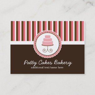 Carte de visite grasse Bakery Pink Cake & Stripes