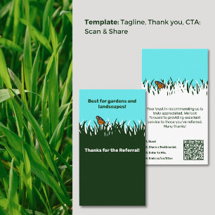 Carte De Visite 🦋 Gratitude Pelouse Papillon Merci de référence
