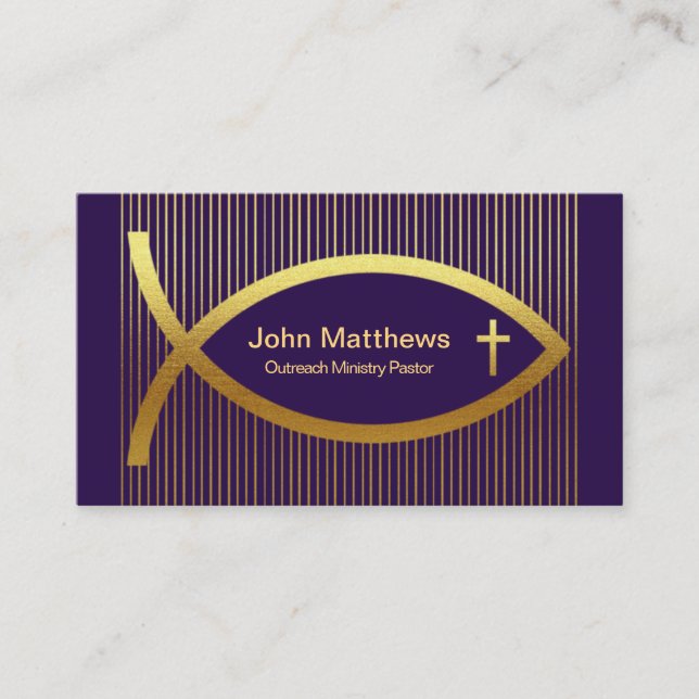 Carte De Visite Grattez Gold Lines Creative Gold Ichthus Ministry (Devant)