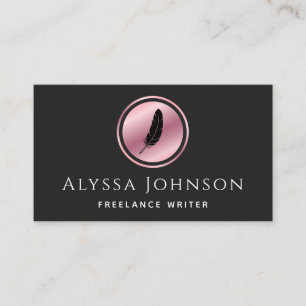 Carte De Visite Graveur indépendant Copywriter Logo minimum Rose o