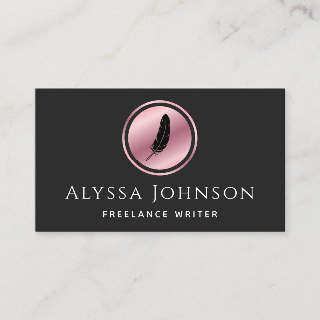 Carte De Visite Graveur indépendant Copywriter Logo minimum Rose o (Devant)