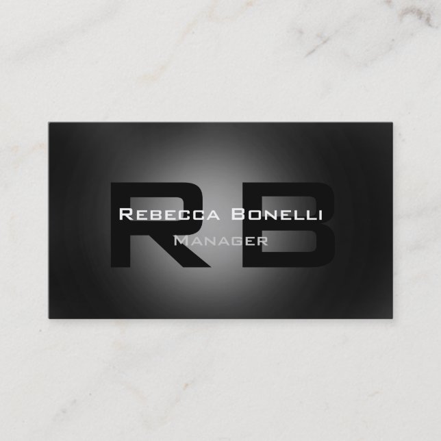 Carte de visite Gray Black White Monogram Manager (Devant)