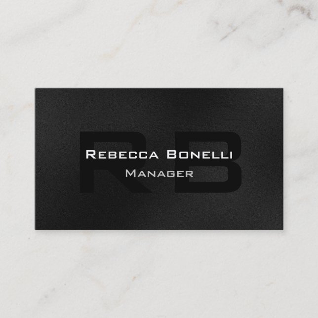 Carte de visite Gray Black White Monogram Manager (Devant)