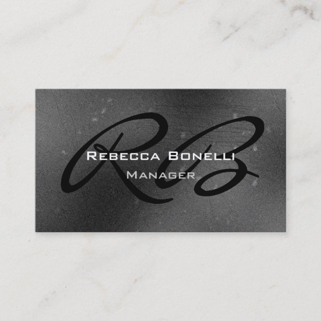 Carte de visite Gray Black White Monogram Manager (Devant)