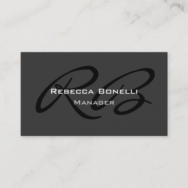 Carte de visite Gray Black White Monogram Manager (Devant)