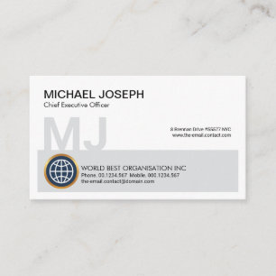 Carte De Visite Gray Block Monogramme Nom Initiales PDG Fondateur