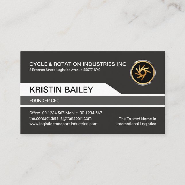 Carte De Visite Gray Elegance Design moderne fondateur PDG (Devant)