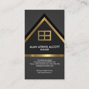 Carte De Visite Gray Elegant Faux Gold Home Builder Construction