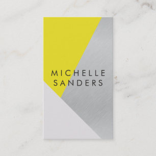 Carte De Visite Gray Jaune Géométrique Métallique moderne Bloc de
