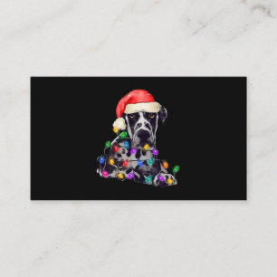 Carte De Visite Great Dane Père Noël Christmas Tree Lumières Noël 