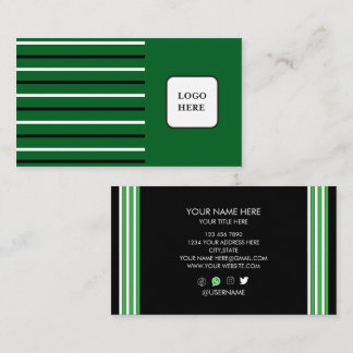 Carte De Visite Green Black And White Line Art Business Card