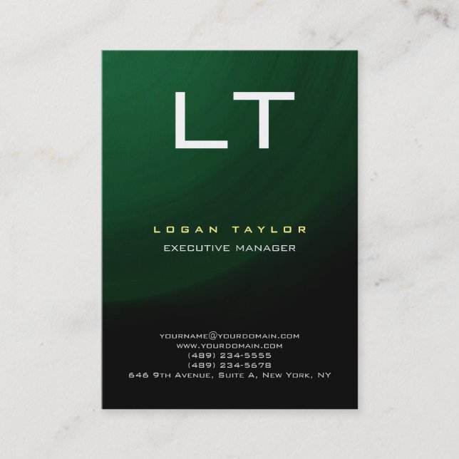 Carte De Visite Green Black Professional moderne Vertical Special (Devant)