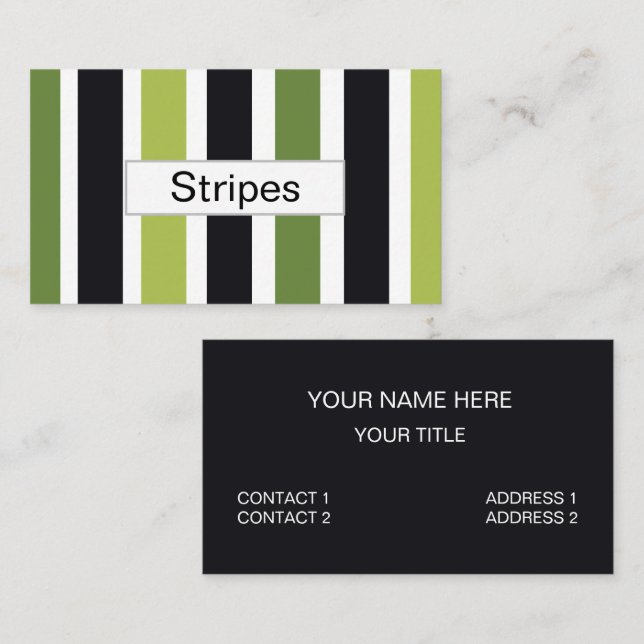 Carte De Visite Green Black Stripes (Devant / Derrière)