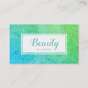 Carte De Visite Green Blue Ombre Sparkle Parties scintillant Beaut