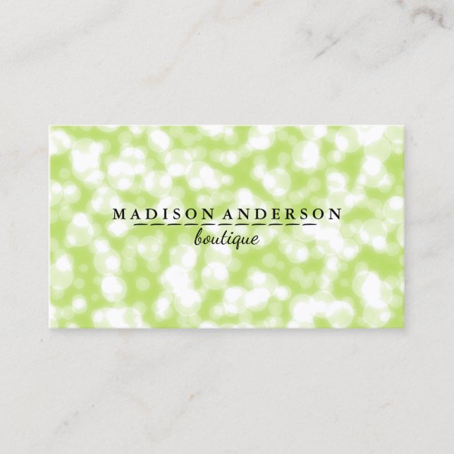 Carte De Visite Green Bokeh Parties scintillant Artiste de maquill (Devant)