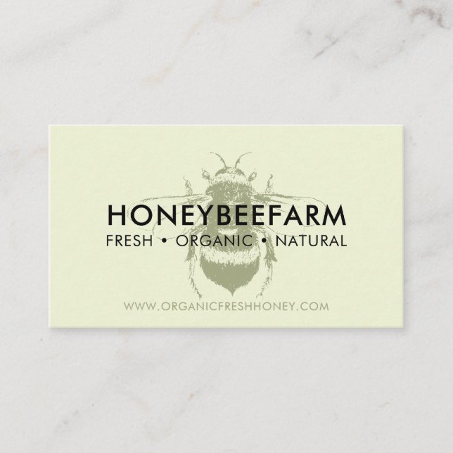 Carte De Visite Green Clean simple Bumble Bee Apiary Honey (Devant)