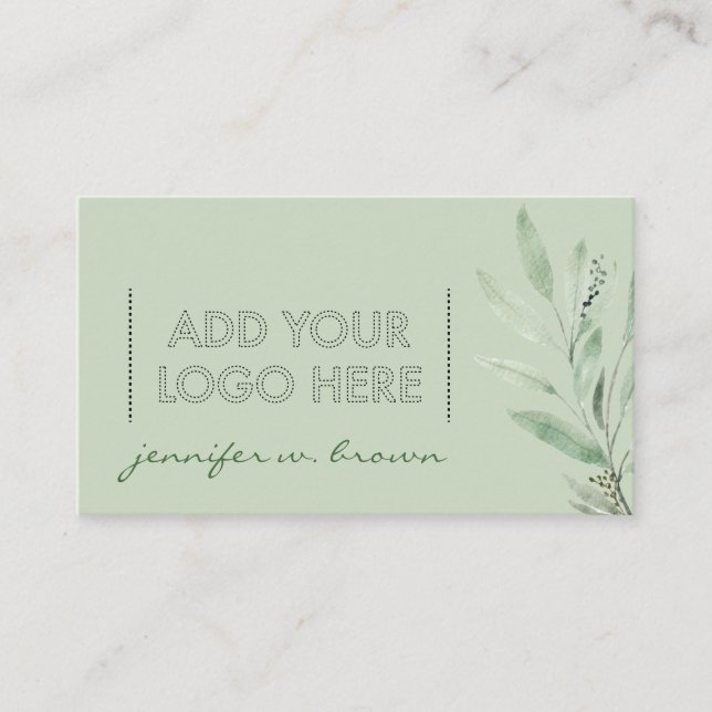 Carte De Visite Green Essential Oils Add your custom logo floral (Devant)