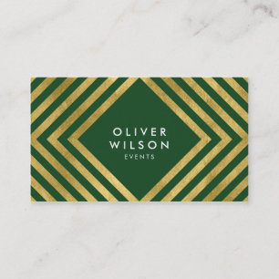 Carte De Visite Green Faux Gold Médias sociaux Élégant géométrique