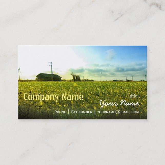 Carte De Visite Green Filed Blue Sky White Cloud Nature Farm (Devant)