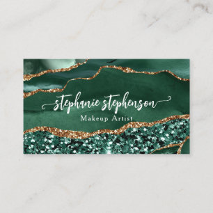 Carte De Visite Green Glam Parties scintillant Agate Mode Styliste