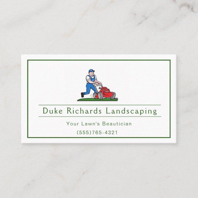 Carte De Visite Green Landscaping Yard Lawn Mower Garden Service (Devant)