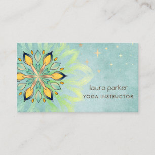 Carte De Visite Green Mandala Holistic Lotus Floral Zen Yoga