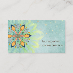 Carte De Visite Green Mandala Holistic Lotus Floral Zen Yoga