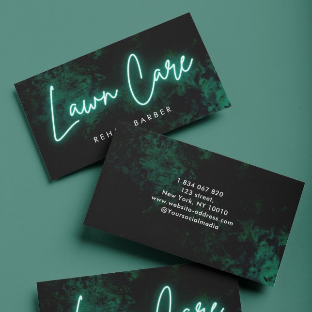 Carte De Visite Green Neon Lawncare & Landscaping (Créateur téléchargé)
