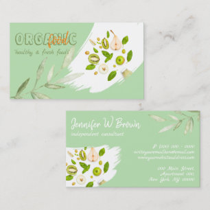 Carte De Visite Green Organic Healthy Nutrition Detox Vegan Bakou