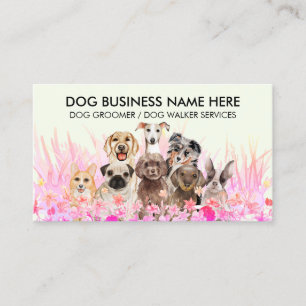 Carte De Visite Green Pet Sitter Walker chien fleurs de garde