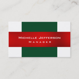 Carte de visite Green Red White Plain Manager