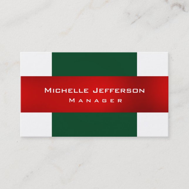 Carte de visite Green Red White Plain Manager (Devant)