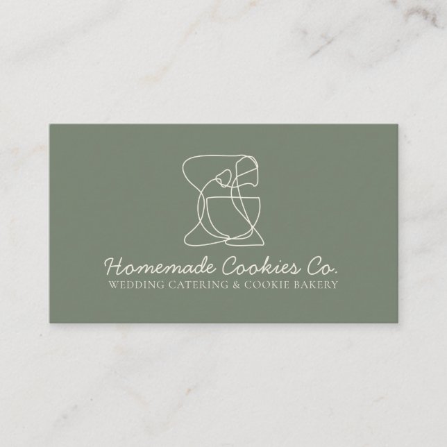 Carte De Visite Green Sage Crème Maison Boulangerie Maison Cuisine (Devant)