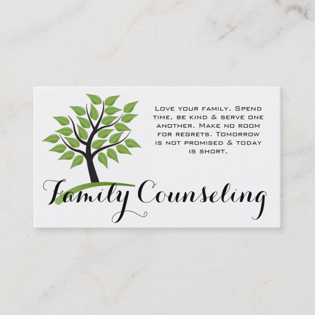 Carte De Visite Green Tree Family Counseling Vie Coach Spirituel (Devant)