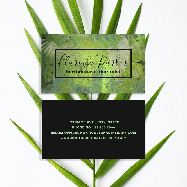 Carte De Visite Green Tropical Exotic Palm Feuille Professionnel (Créateur téléchargé)