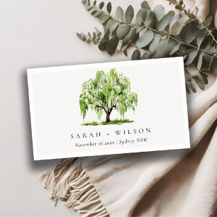 Carte De Visite Green Watercolor Willow Tree Farm Mariage Website