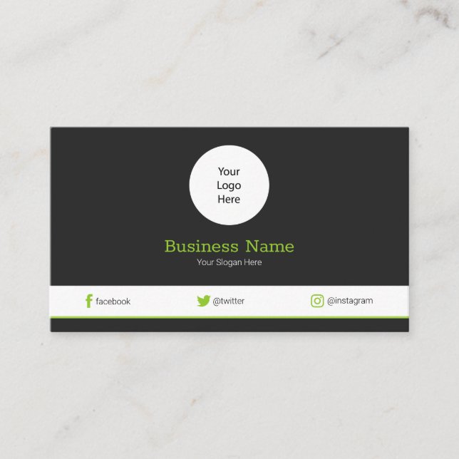 Carte De Visite Green Your Logo Modern Social Media Profile (Devant)