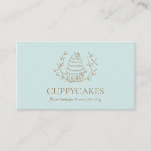 Carte De Visite GreenFloral Cupcake Baker boulangerie Chef cuisine
