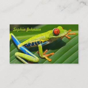 Carte De Visite Grenouille d'arbre aux yeux rouges de vert