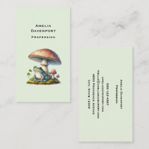 Carte De Visite Grenouille sous un champignon Mignon Nature