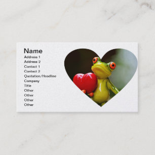 Carte De Visite Grenouille verte de Valentine de coeur rouge
