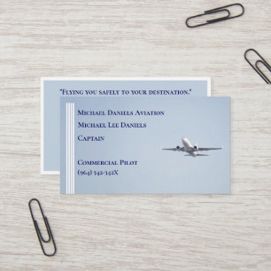 Carte De Visite Grèves blanches Avion commercial Capitaine pilote