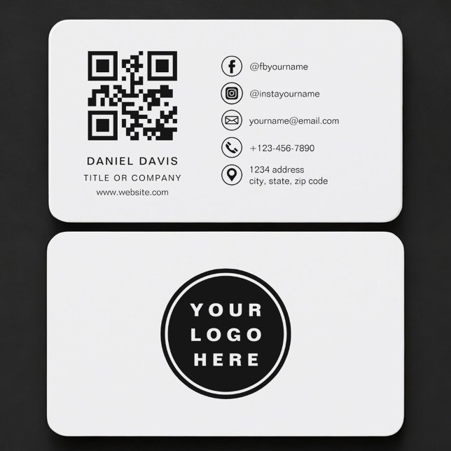 Carte De Visite Grey Logo QR Code Professional (Créateur téléchargé)