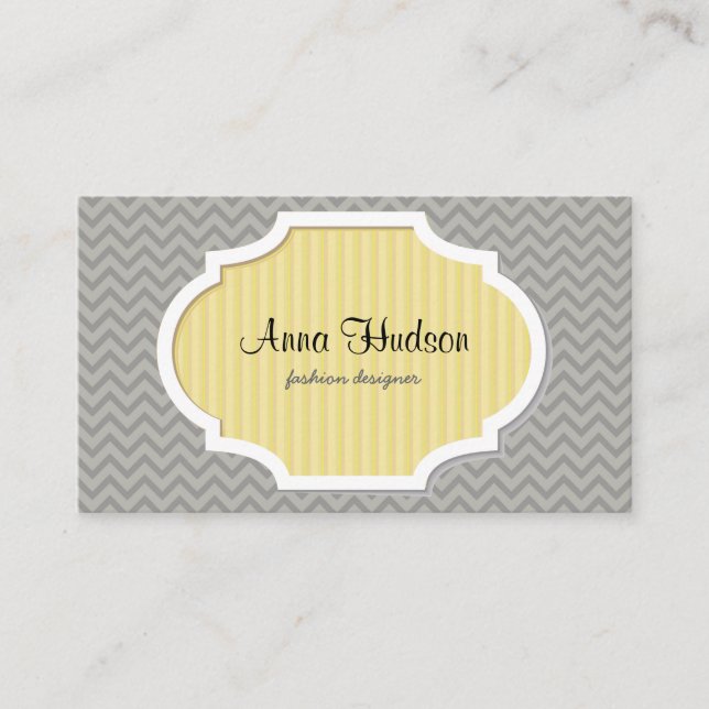 Carte De Visite Grey Zigzag, Grey Chevron, Motif géométrique (Devant)